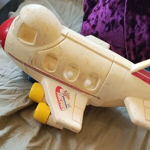 Vintage White and Red Toy Airplane
